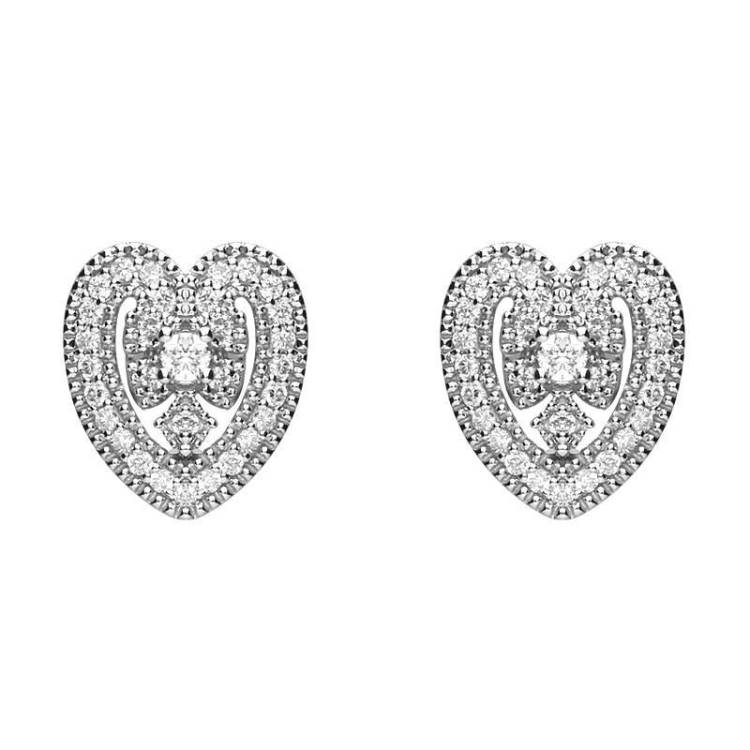 18ct White Gold 0.15ct Diamond House Style Leaf Stud Earrings - White Gold