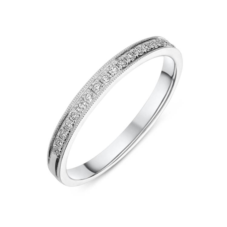 18ct White Gold 0.16ct Diamond Channel Set Wedding Half Eternity Ring - Option1 Value White Gold