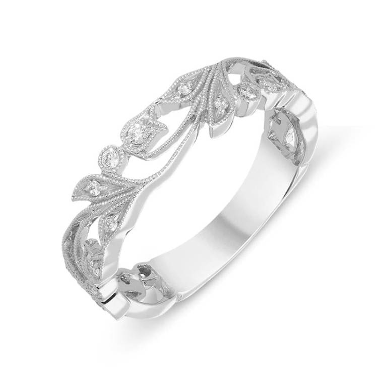 18ct White Gold 0.18ct Diamond Floral Ring - Option1 Value White Gold