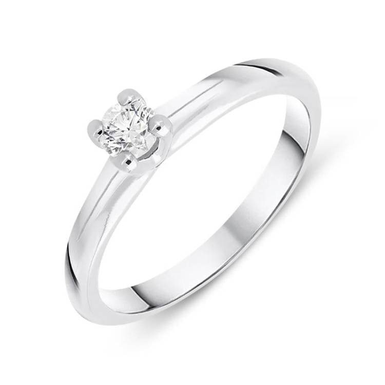 18ct White Gold 0.19ct Brilliant Cut Diamond Solitaire Ring - N