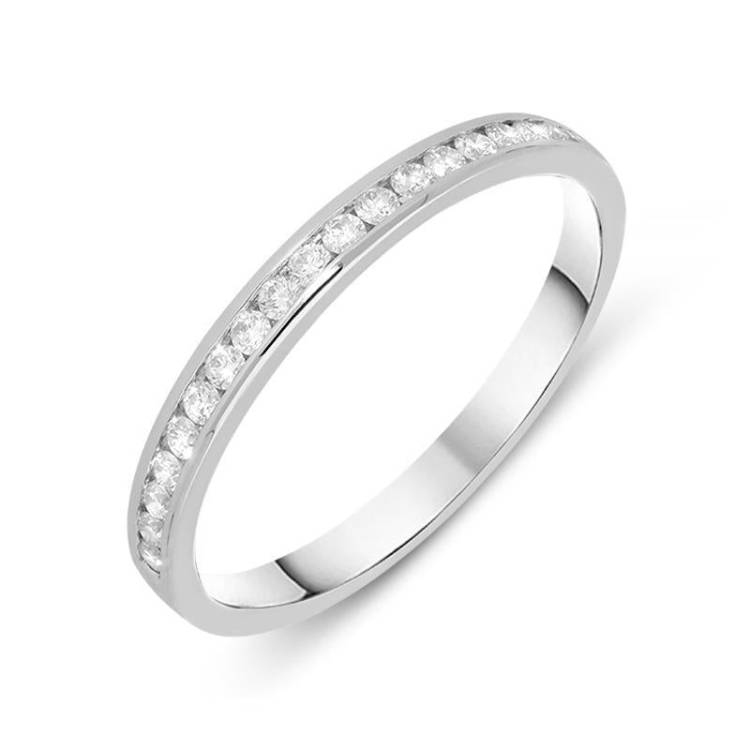 18ct White Gold 0.19ct Diamond Channel Set Half Eternity Ring - White Gold