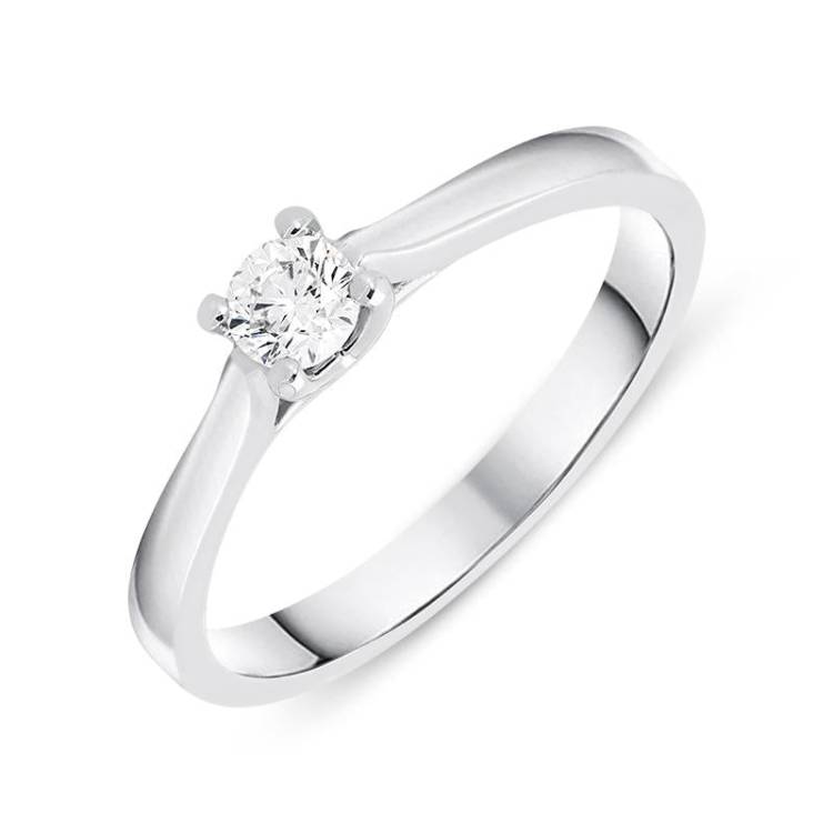 18ct White Gold 0.20ct Diamond Brilliant Cut Solitaire Ring - N