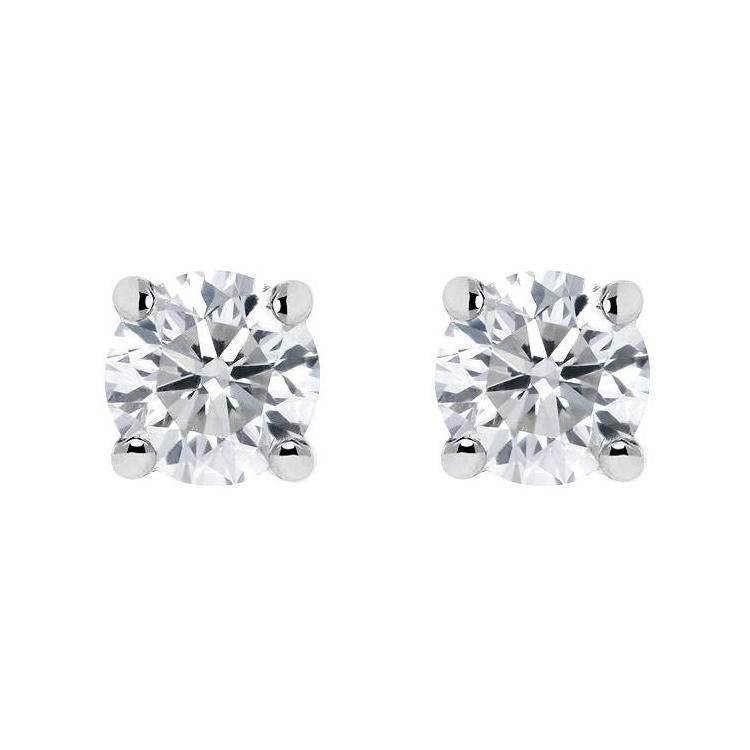 18ct White Gold 0.20ct Diamond Claw Set Solitaire Stud Earring - White Gold