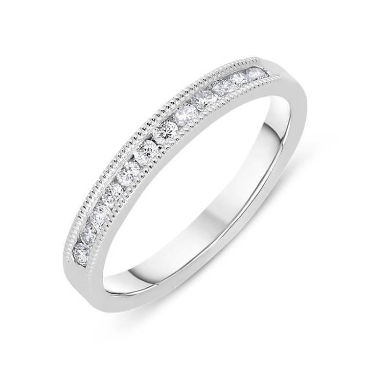 18ct White Gold 0.20ct Diamond Wedding Half Eternity Ring - M