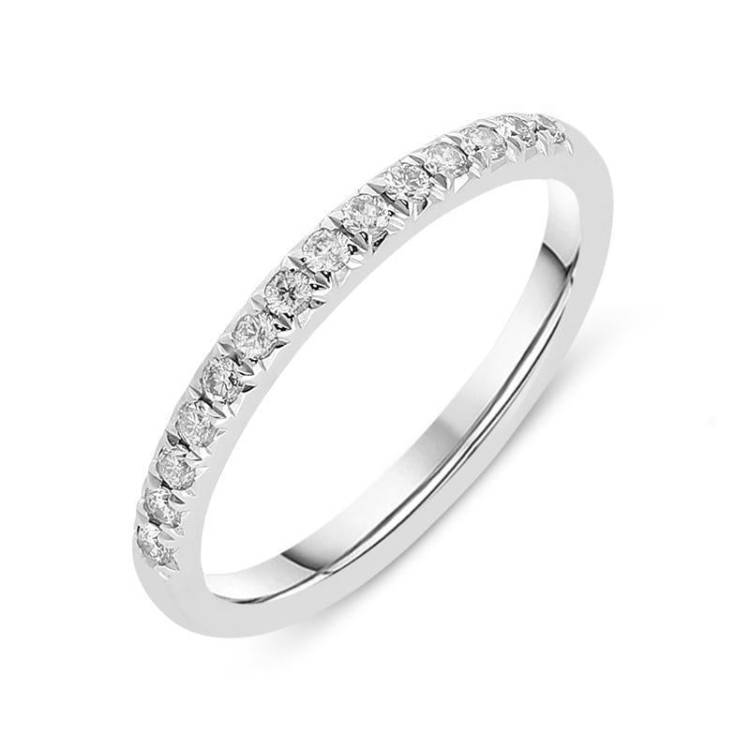 18ct White Gold 0.20ct Diamond Pave Set Wedding Half Eternity Ring - M