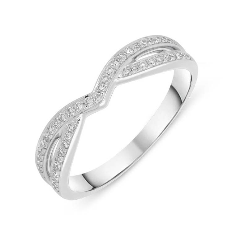 18ct White Gold 0.21ct Diamond Pave Two Row Ring - Option1 Value White Gold