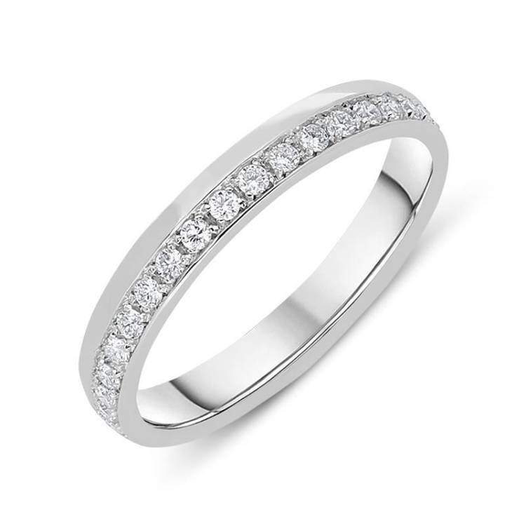 18ct White Gold 0.22ct Diamond Channel Set Wedding Half Eternity Ring - K