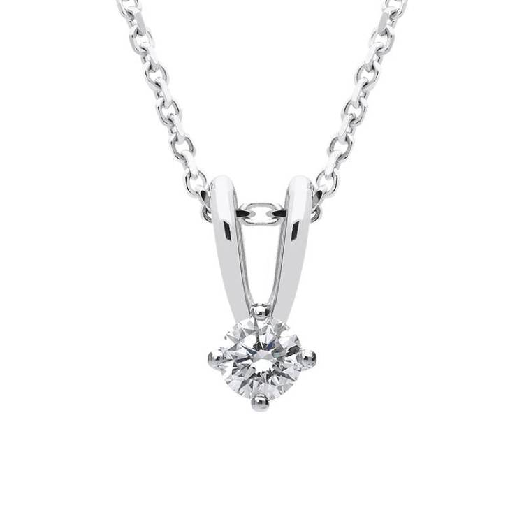 18ct White Gold 0.25ct Diamond Solitaire Necklace - Option1 Value White Gold