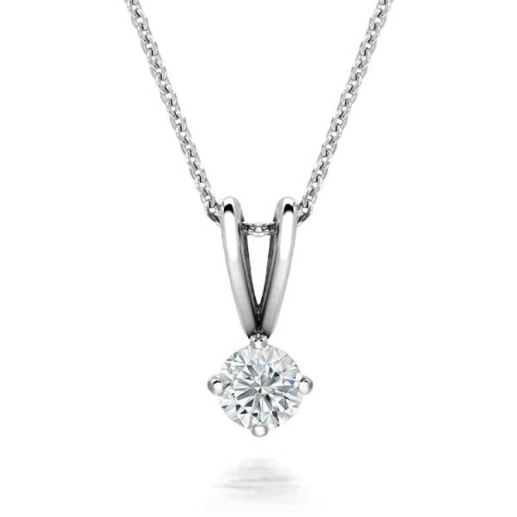 18ct White Gold 0.25ct Diamond Brilliant Cut Solitaire Necklace - Option1 Value White Gold
