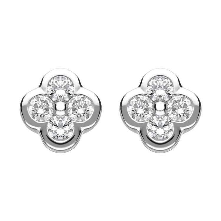 18ct White Gold 0.25ct Diamond Flower Stud Earrings