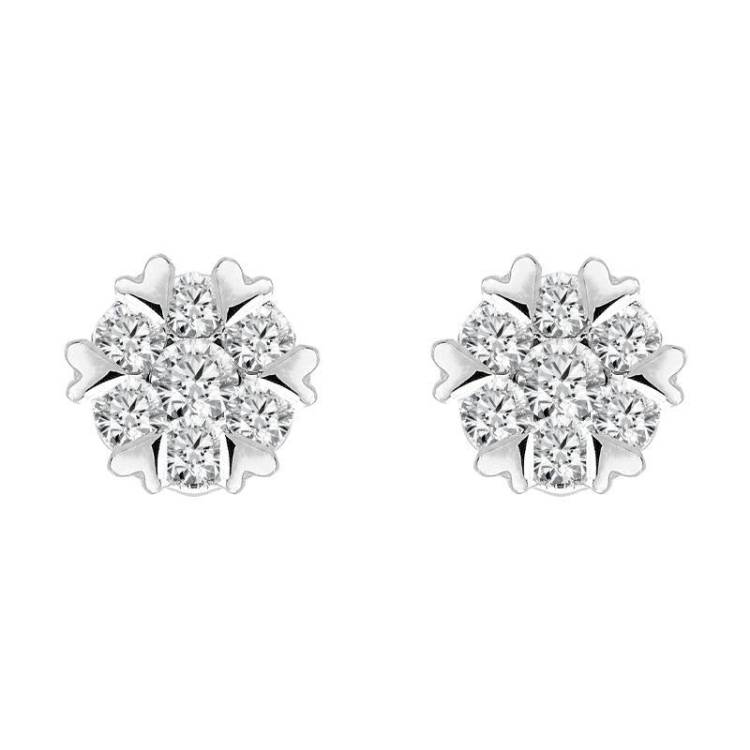 18ct White Gold 0.26ct Diamond Heart Edge Stud Earrings - Option1 Value White Gold
