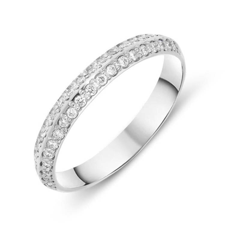 18ct White Gold 0.28ct Diamond Wedding Ring - N