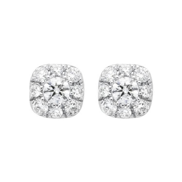 18ct White Gold 0.31ct Diamond Cushion Stud Earrings - Option1 Value White Gold