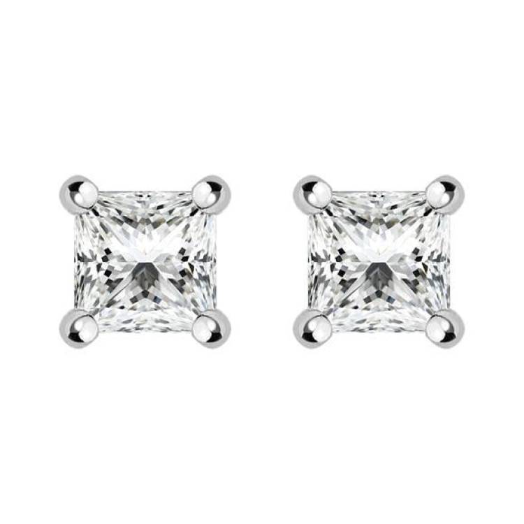 18ct White Gold 0.31ct Diamond Princess Cut Stud Earrings