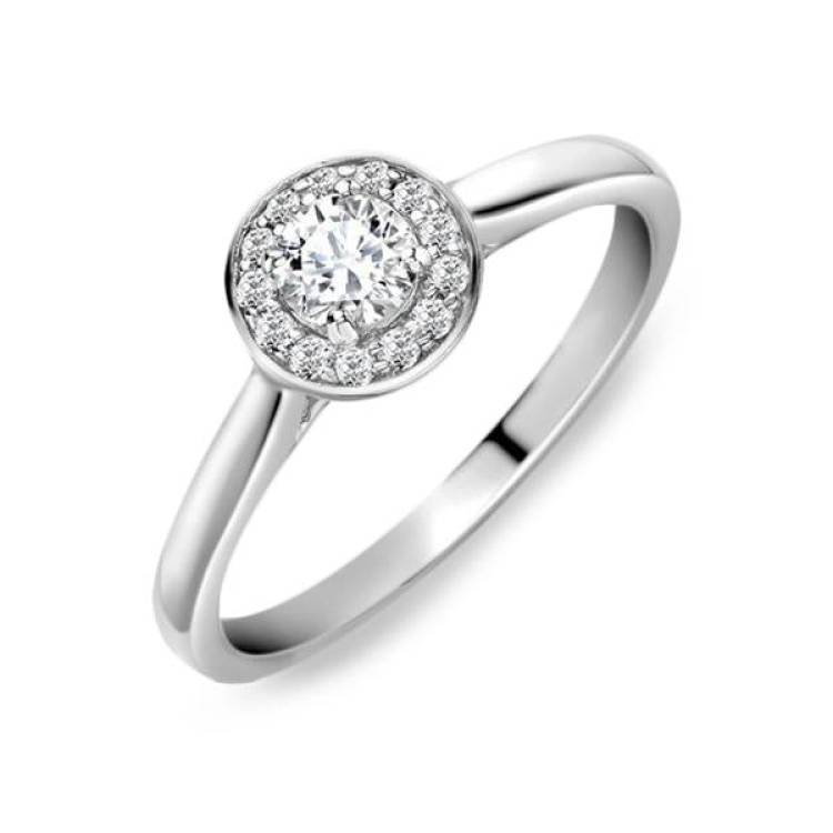 18ct White Gold 0.31ct Diamond Vintage Halo Cluster Ring - White Gold