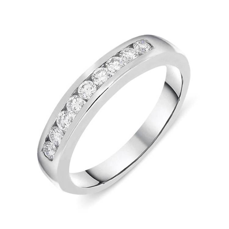 18ct White Gold 0.32ct Diamond Channel Set Wedding Half Eternity Ring - Option1 Value White Gold
