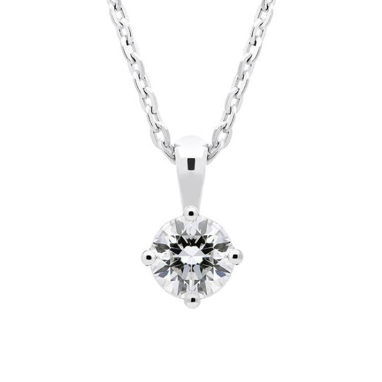 18ct White Gold 0.30ct Diamond Solitaire Necklace - Option1 Value White Gold