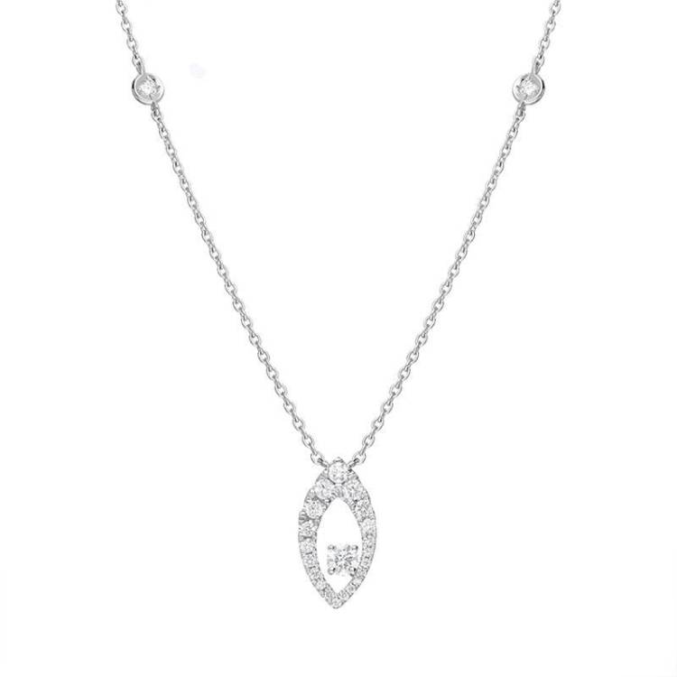 18ct White Gold 0.35ct Diamond Open Marquise Necklace