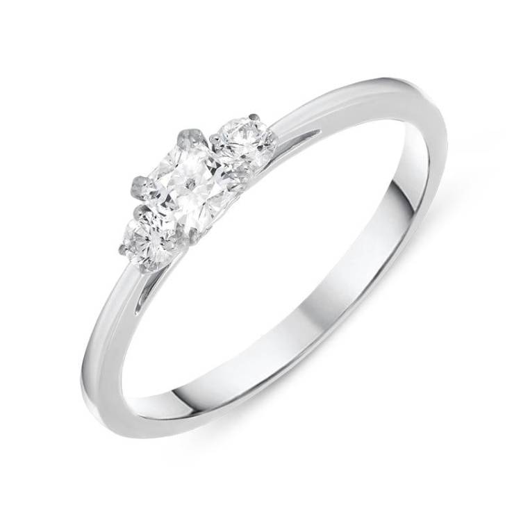 18ct White Gold 0.35ct Diamond Trilogy Ring - Option1 Value White Gold
