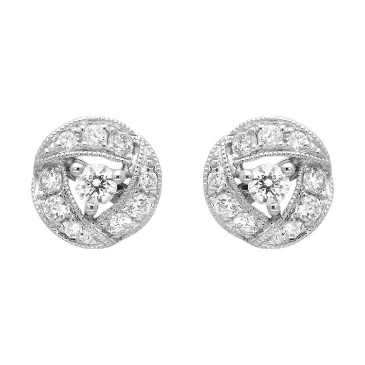 18ct White Gold 0.36ct Diamond Ribbon Edge Stud Earrings