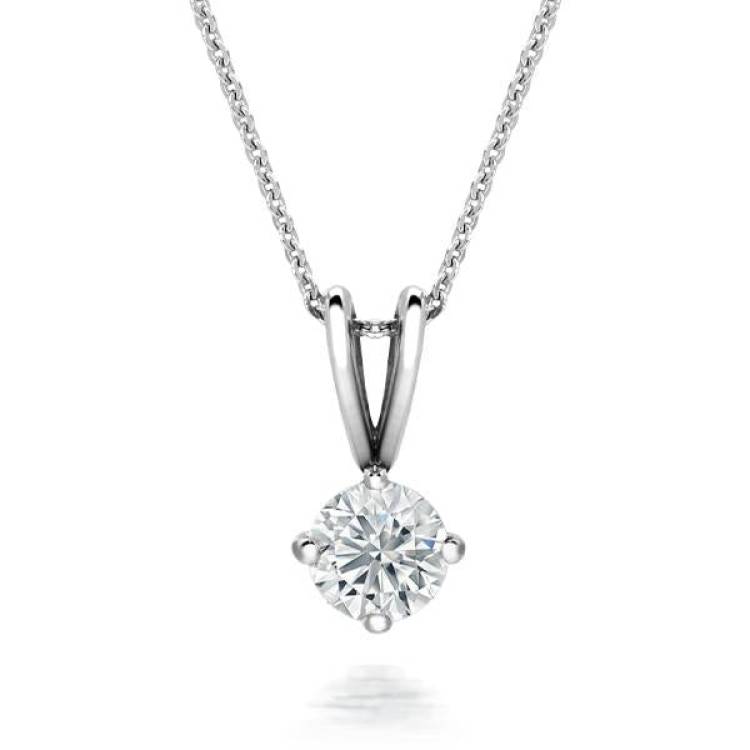 18ct White Gold 0.40 Carat Diamond Solitaire Necklace - Option1 Value White Gold