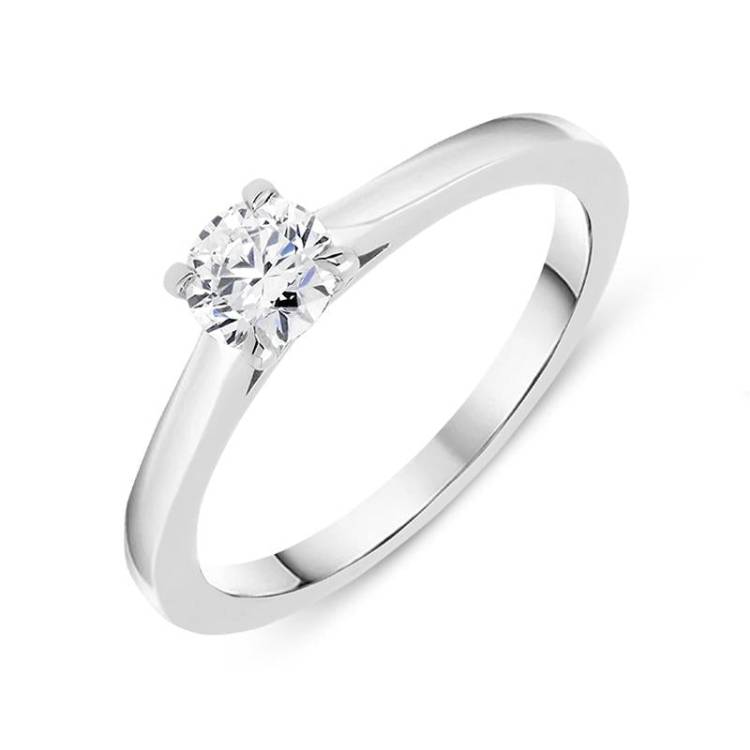 18ct White Gold 0.41ct Brilliant Cut Diamond Solitaire Ring - N
