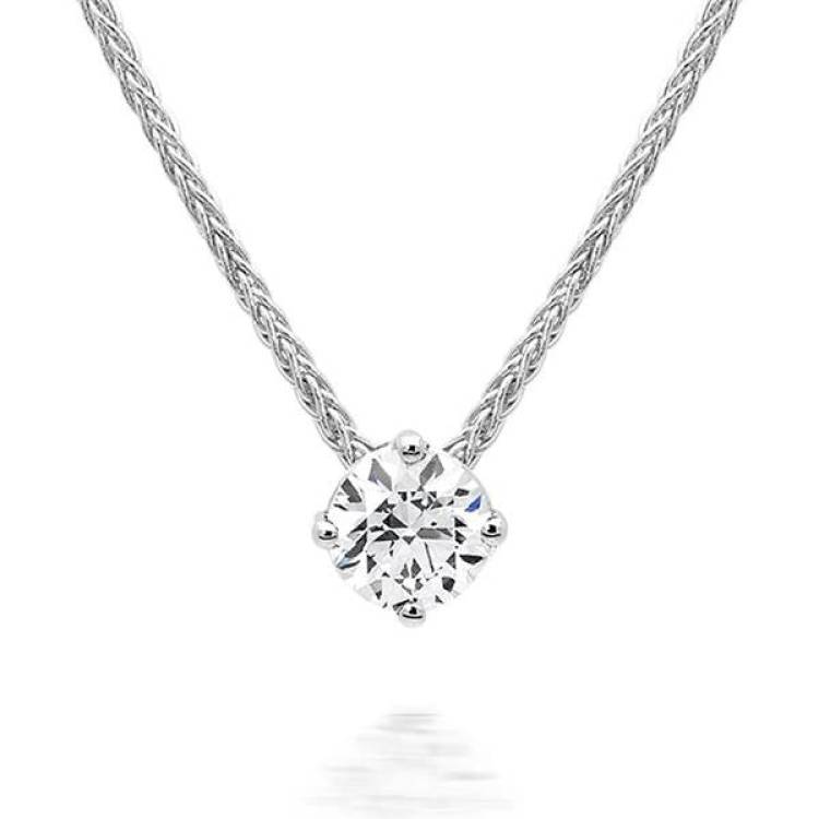 18ct White Gold 0.41ct Diamond Brilliant Cut Solitaire Necklace