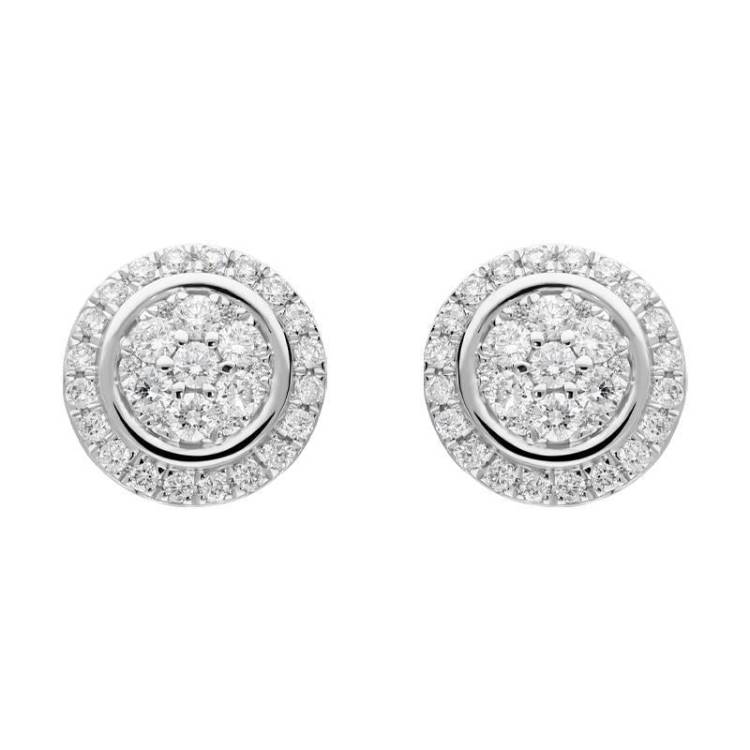 18ct White Gold 0.42ct Diamond Round Cluster Stud Earrings