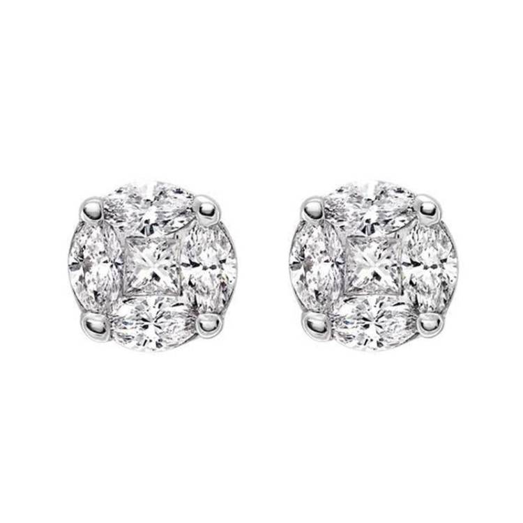 18ct White Gold 0.44ct Diamond Cluster Stud Earrings