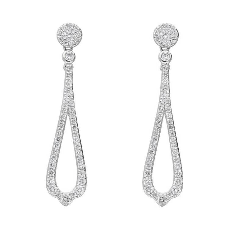 18ct White Gold 0.44ct Diamond Open Pear Drop Earrings