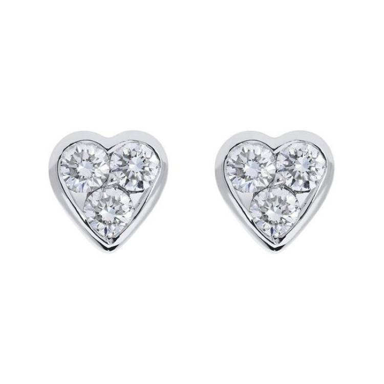 18ct White Gold 0.45ct Diamond Heart Stud Earrings