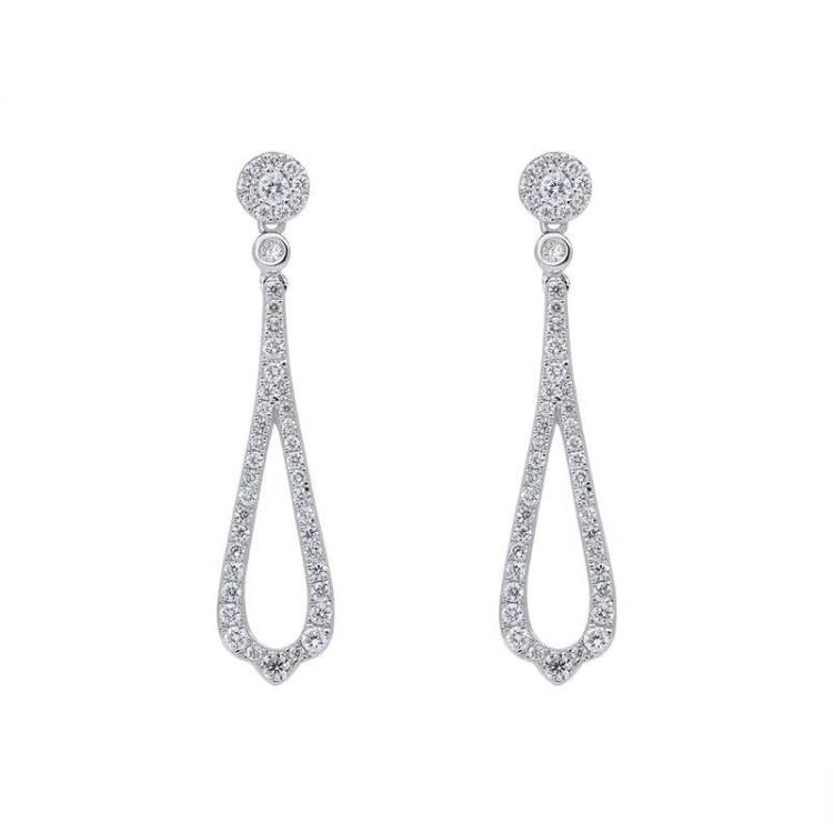 18ct White Gold 0.45ct Diamond Open Pear Drop Earrings - Option1 Value White Gold
