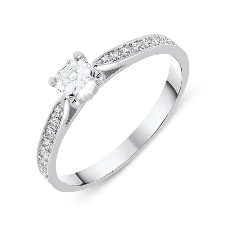 18ct White Gold 0.46ct Diamond Asscher Cut Engagement Ring - M