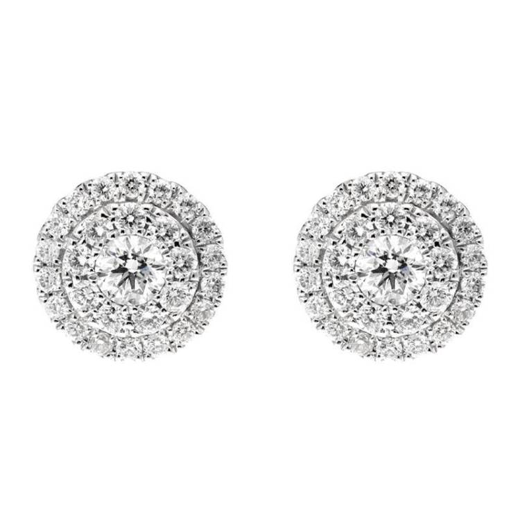 18ct White Gold 0.46ct Diamond Round Cluster Stud Earrings