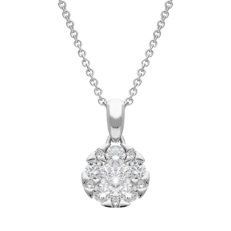 18ct White Gold 0.46ct Diamond Triangle Heart Edged Necklace