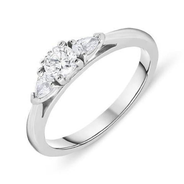 18ct White Gold 0.48ct Diamond Brilliant Cut Trilogy Ring - M