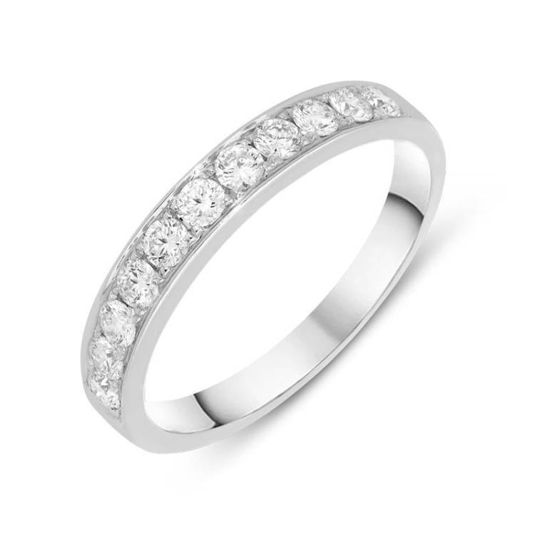 18ct White Gold 0.50ct Diamond Brilliant Cut Half Eternity Ring - Option1 Value White Gold