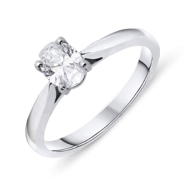 18ct White Gold 0.50ct Diamond Oval Cut Solitaire Ring - White Gold