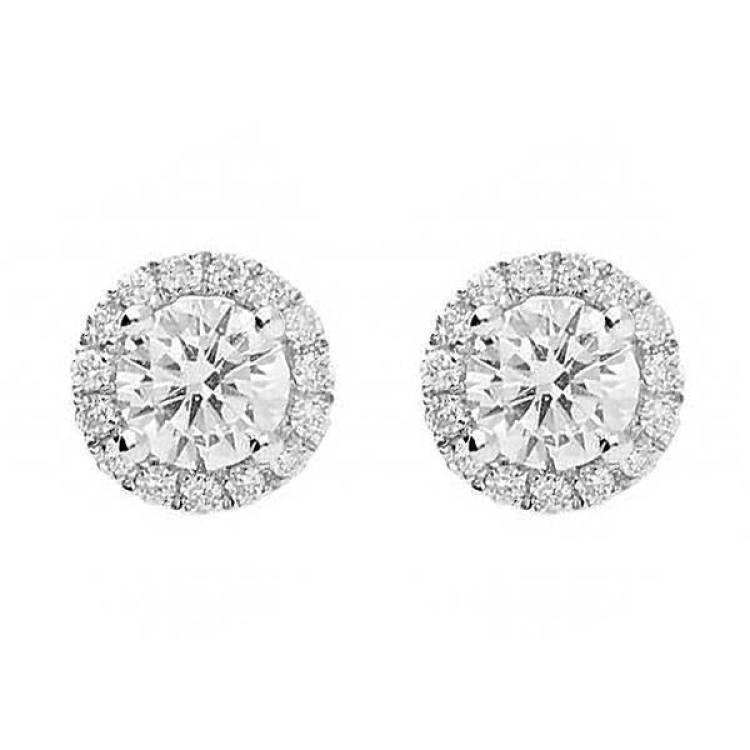 18ct White Gold 0.51ct Diamond Pave Stud Earrings - Option1 Value White Gold