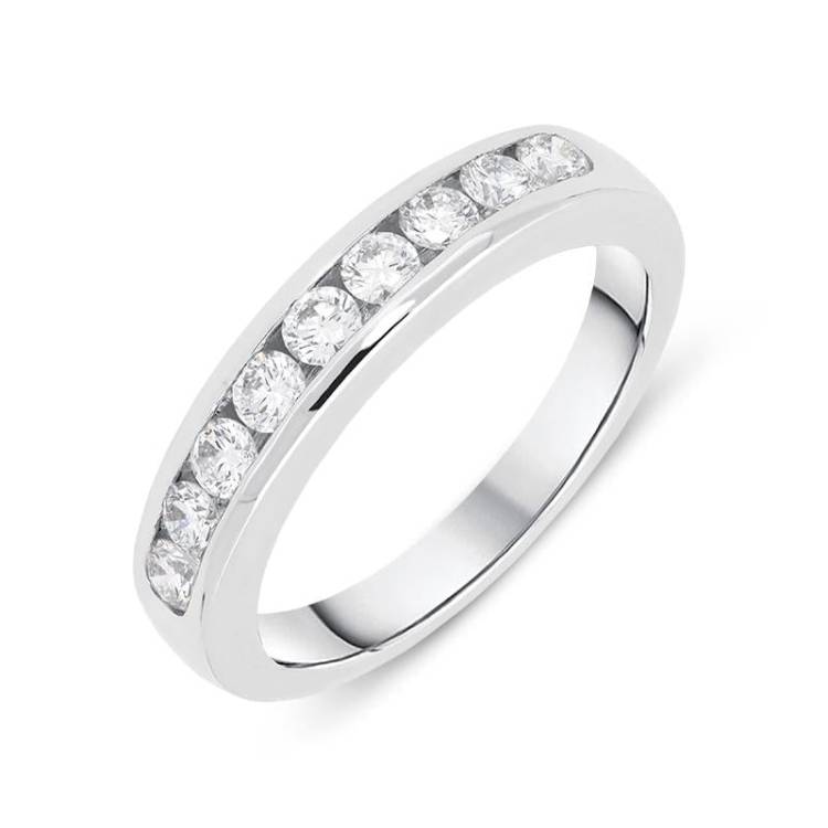 18ct White Gold 0.52ct Diamond Channel Set Half Eternity Ring
