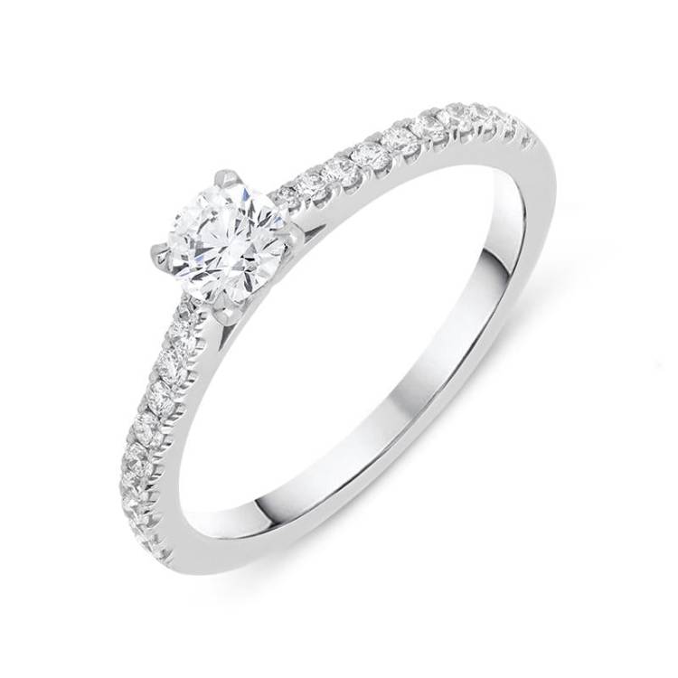 18ct White Gold 0.52ct Diamond Shoulder Ring - N