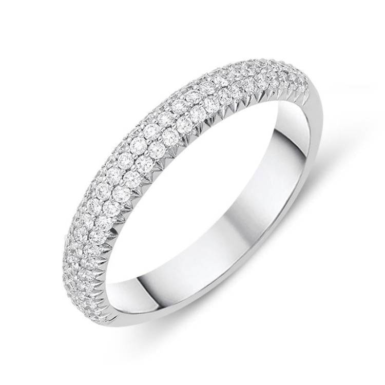 18ct White Gold 0.52ct Diamond Half Eternity Ring - O