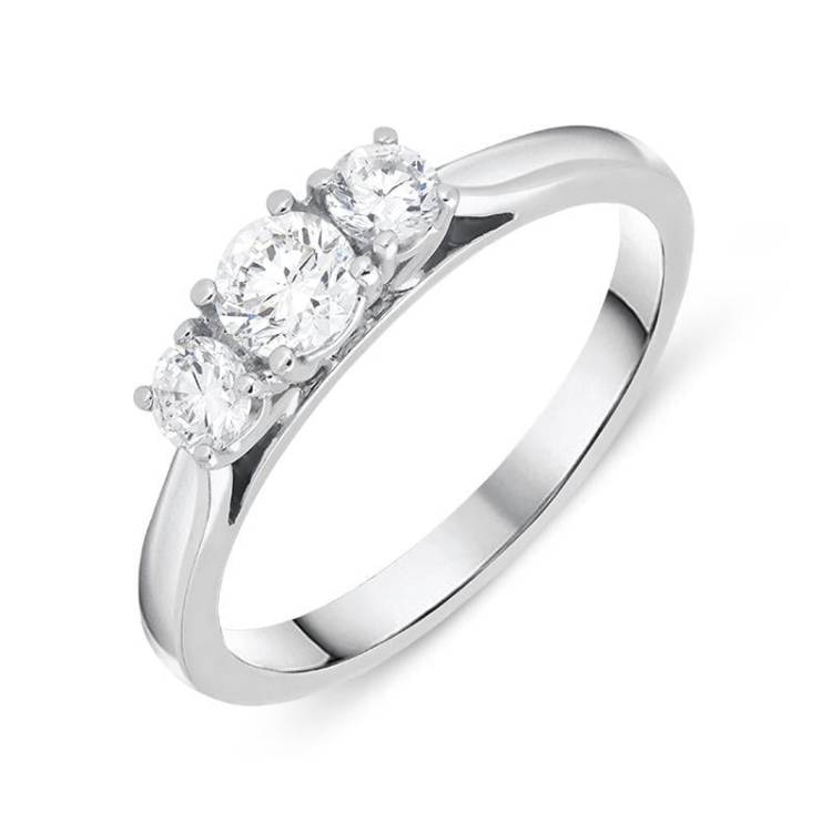 18ct White Gold 0.53ct Diamond Brilliant Cut Trilogy Ring - White Gold