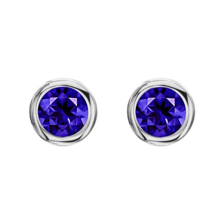 18ct White Gold 0.52ct Tanzanite Round Stud Earrings