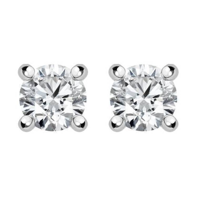 18ct White Gold 0.54ct Diamond Brilliant Cut Stud Earrings - White Gold