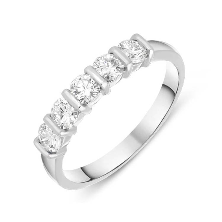 18ct White Gold 0.70ct Diamond Half Eternity Ring - White Gold