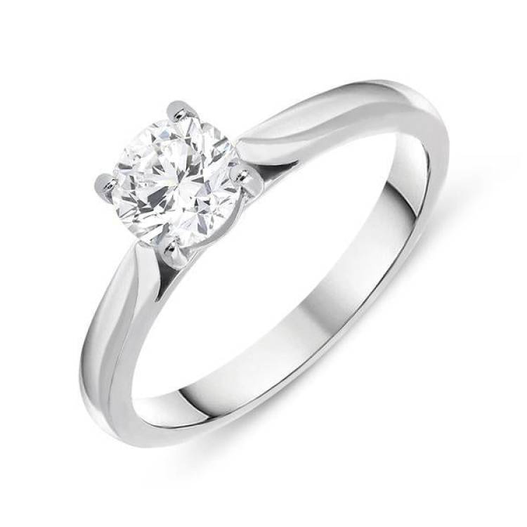 18ct White Gold 0.71ct Diamond Brilliant Cut Solitaire Ring - M 1/2