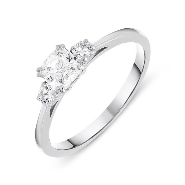 18ct White Gold 0.71ct Diamond Trilogy Ring - Option1 Value White Gold