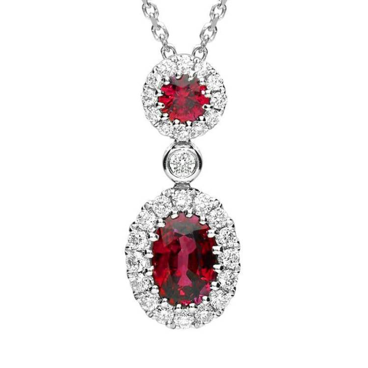 18ct White Gold 0.72ct Ruby and Diamond Necklace - White Gold