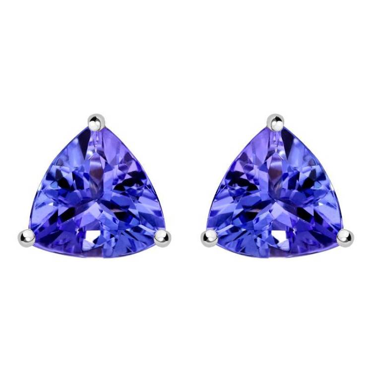18ct White Gold 0.73ct Tanzanite Trillion Cut Stud Earrings